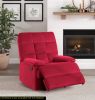 Reclining Chair Red Velvet Upholstery Square Tufted Back Pillowtop Arms Solid Wood Furniture Modern Living Room Recliner 1pc