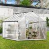 8' x 10' Polycarbonate Outdoor Greenhouse, Aluminum Walk-in Green House w/ 5-Level Adjustable Vents, Gutter and Door, Large Sun Room for Garden Backya