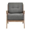 Modern Tufted Back Accent Chair 1pc Dark Gray Upholstery Antique Finish Solid Rubberwood Unique Design Furniture