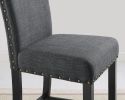 Biony Gray Fabric Counter Height Stools with Nailhead Trim, Set of 2