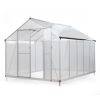 8' x 10' Polycarbonate Outdoor Greenhouse, Aluminum Walk-in Green House w/ 5-Level Adjustable Vents, Gutter and Door, Large Sun Room for Garden Backya