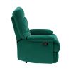 Reclining Chair Green Velvet Upholstery Square Tufted Back Pillowtop Arms Solid Wood Furniture Modern Living Room Recliner 1pc