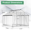 8' x 10' Polycarbonate Outdoor Greenhouse, Aluminum Walk-in Green House w/ 5-Level Adjustable Vents, Gutter and Door, Large Sun Room for Garden Backya