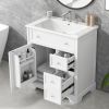 30" Bathroom Vanity with Sink Top, Bathroom Vanity Cabinet with Door and Two Drawers, MDF Boards, Solid Wood, One Package