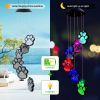 1pc, Paw Print Solar Wind Chimes For Outside, Dogs Cat Pet Paw Print Remembrance Wind Chimes,Waterproof Color Changing Solar Hanging Lights,Sympathy G