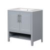 30" Bathroom Vanity with Sink, Multi-functional Bathroom Cabinet with Doors and Drawers, Solid Frame and MDF Board